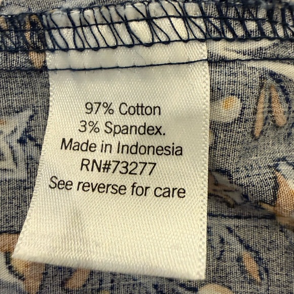 Croft & Barrow Navy Mustard Floral Button Down Shirt Cotton Stretch Size S - Picture 4 of 7